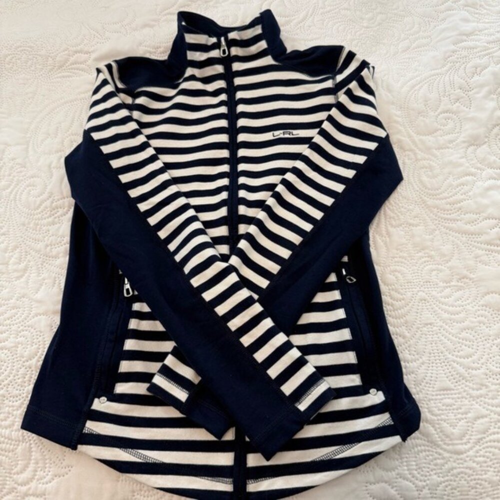 Lauren Ralph Lauren Active Women’s Zip Up Jacket Size Small Striped Retro - Picture 6 of 12